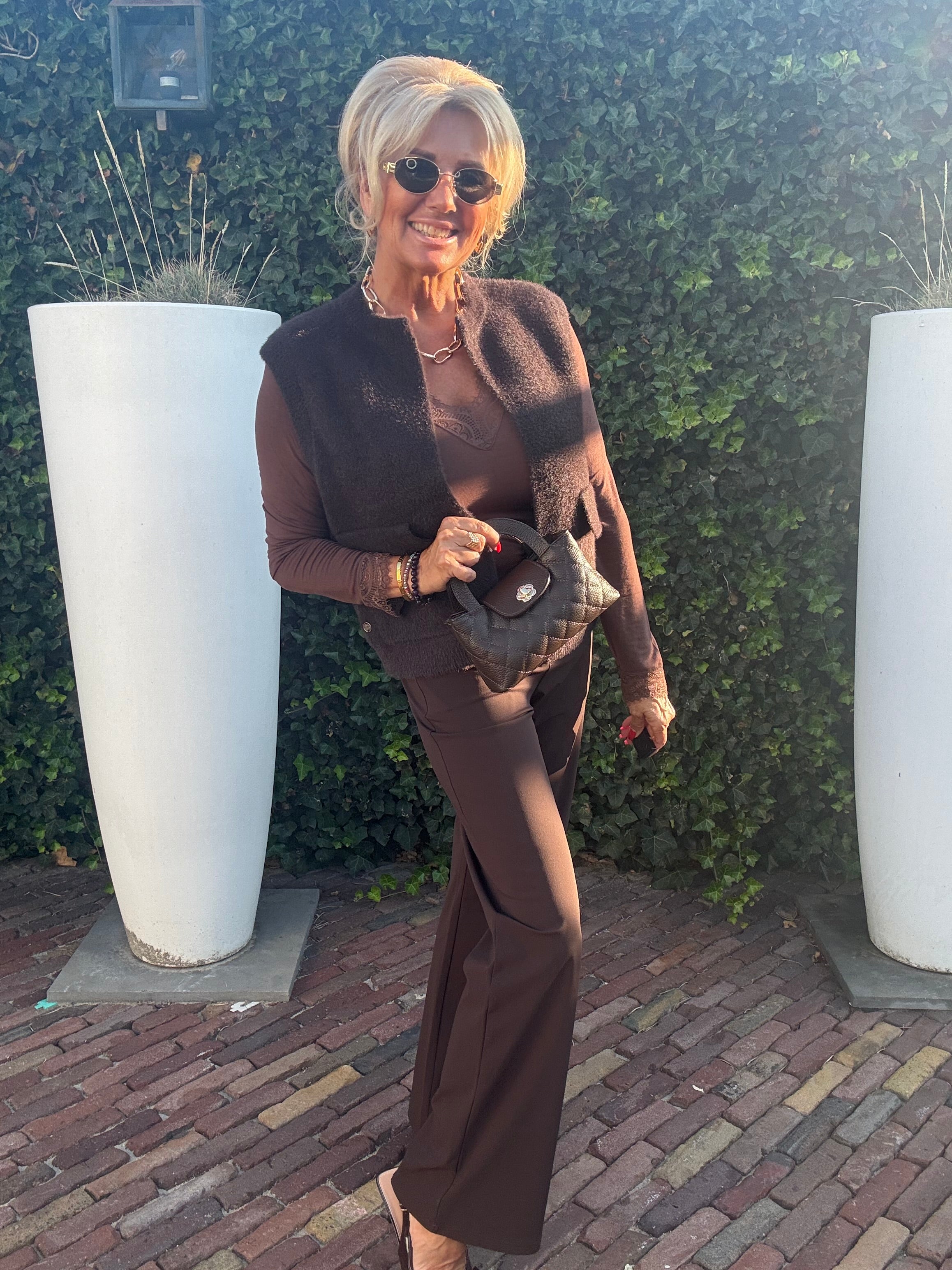 Triple Nine Gilet TR9001 Fluffy Donker Bruin